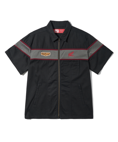 PHYPS MOTORCYCLE(フィップスモーターサイクル)の「ハーフスリーブジップアップシャツ チャコール(シャツ/ブラウス・レディース・その他・SMALL/MEDIUM/LARGE/X-LARGE)」の10枚目の写真