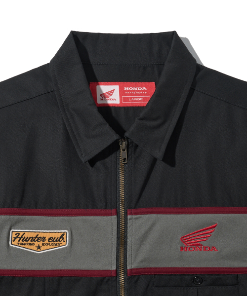 PHYPS MOTORCYCLE(フィップスモーターサイクル)の「ハーフスリーブジップアップシャツ チャコール(シャツ/ブラウス・レディース・その他・SMALL/MEDIUM/LARGE/X-LARGE)」の4枚目の写真