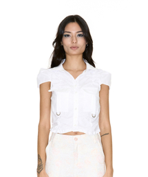 TAS SHIRRING CARGO SHIRT WHITE