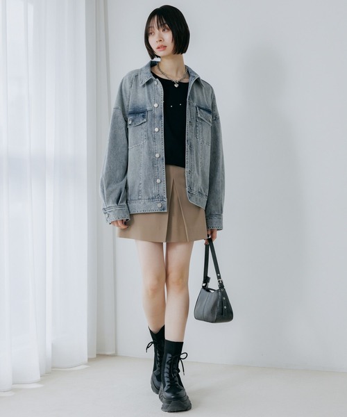 PAGEBOY（ページボーイ）の「スタッズルーズネックプルオーバー（ニット/セーター・レディース・ブラック/オフホワイト/ブルー/チャコールグレー・FREE）」の13枚目の写真