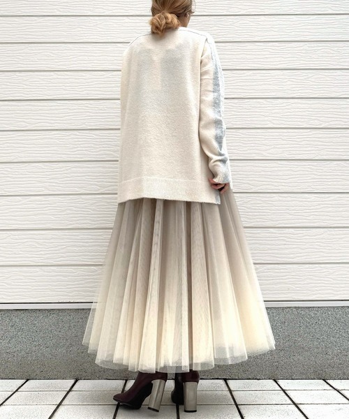 Q（キュー）の「やわもちラインニット（ニット/セーター・レディース・ライトグレー/ライトブルー/アイボリー・MEDIUM）」の4枚目の写真