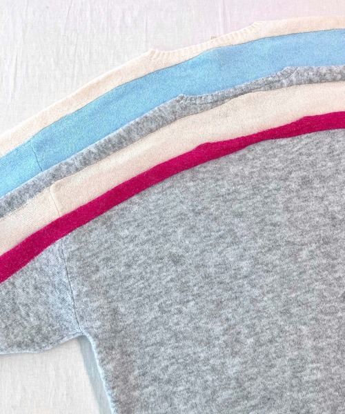 Q（キュー）の「やわもちラインニット（ニット/セーター・レディース・ライトグレー/ライトブルー/アイボリー・MEDIUM）」の8枚目の写真