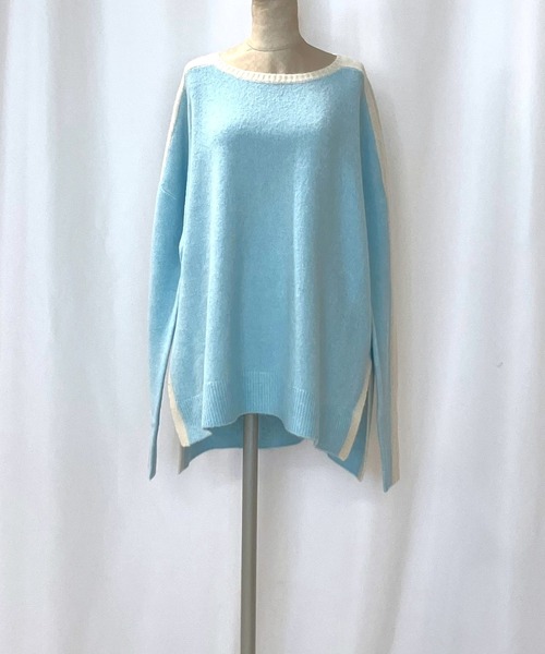 Q（キュー）の「やわもちラインニット（ニット/セーター・レディース・ライトグレー/ライトブルー/アイボリー・MEDIUM）」の12枚目の写真