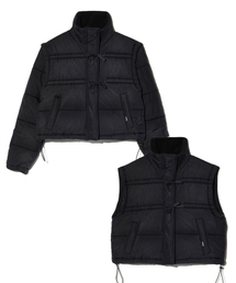 PIECEMAKER（ピースメーカー）の「RIBBON 2WAY PADDED JACKET (BLACK)（ダウンジャケット/コート）」