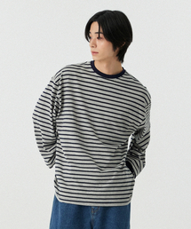 STENDS（ステンズ）の「[M~4XL] ストライプロングスリーブTシャツ_グレー（Tシャツ/カットソー）」