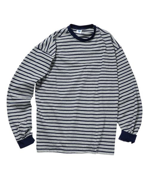 STENDS（ステンズ）の「[M~4XL] ストライプロングスリーブTシャツ_グレー（Tシャツ/カットソー・メンズ・その他・LARGE/X-LARGE/XX-LARGE/XXX-LARGE/XXXX-LARGE/MEDIUM）」の5枚目の写真