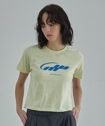 MOIREMOA（モアレモア）の「MM crop tee-Yellow（Tシャツ/カットソー）」