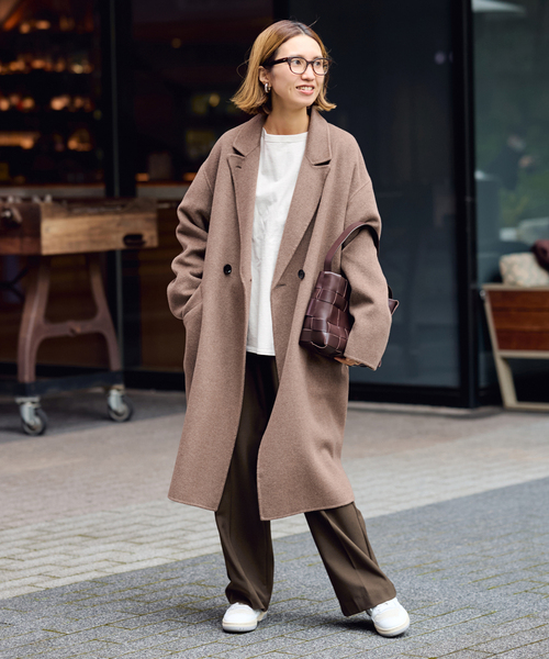 FRAMeWORK（フレームワーク）の「≪追加≫SUPER160'sダブルブレストコート 5（チェスターコート・レディース・ブラウン/ネイビー・38/36）」の8枚目の写真