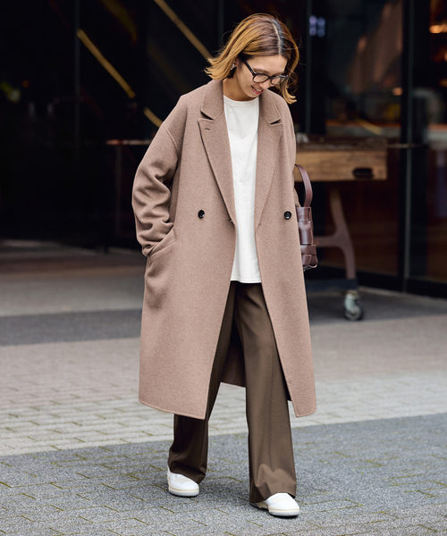 FRAMeWORK（フレームワーク）の「≪追加≫SUPER160'sダブルブレストコート 5（チェスターコート・レディース・ブラウン/ネイビー・38/36）」の9枚目の写真