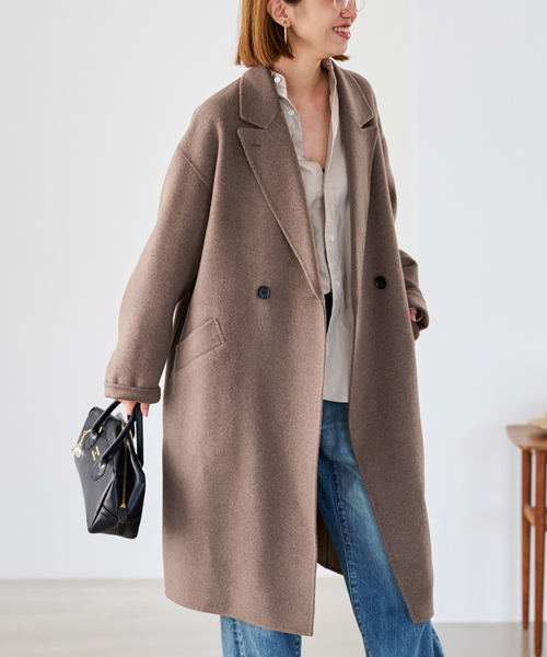 FRAMeWORK（フレームワーク）の「≪追加≫SUPER160'sダブルブレストコート 5（チェスターコート・レディース・ブラウン/ネイビー・38/36）」の15枚目の写真