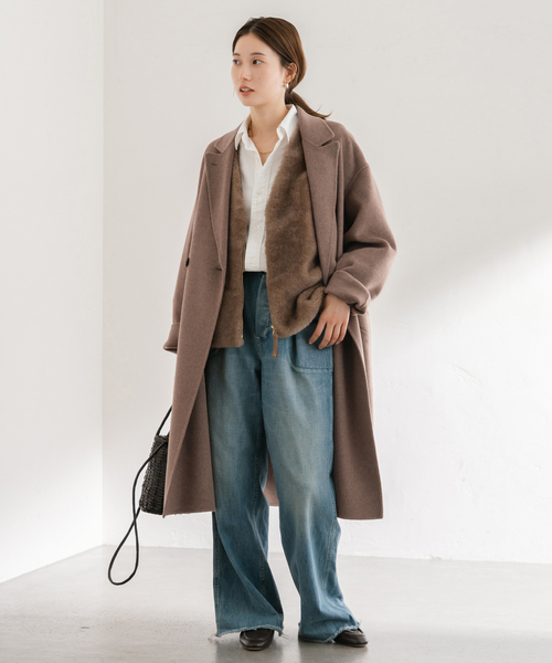 FRAMeWORK（フレームワーク）の「≪追加≫SUPER160'sダブルブレストコート 5（チェスターコート・レディース・ブラウン/ネイビー・38/36）」の16枚目の写真