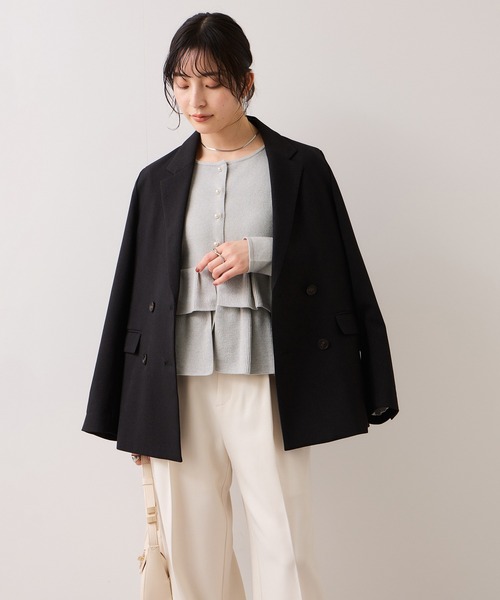 VIS（ビス）の「ティアードペプラムニットカーディガン（カーディガン/ボレロ・レディース・チャコールグレー/ライトグレー/ネイビー/ベージュ・FREE）」の9枚目の写真