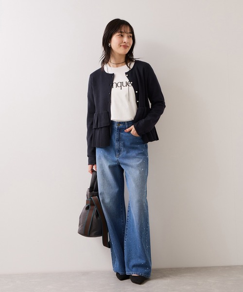 VIS（ビス）の「ティアードペプラムニットカーディガン（カーディガン/ボレロ・レディース・チャコールグレー/ライトグレー/ネイビー/ベージュ・FREE）」の10枚目の写真