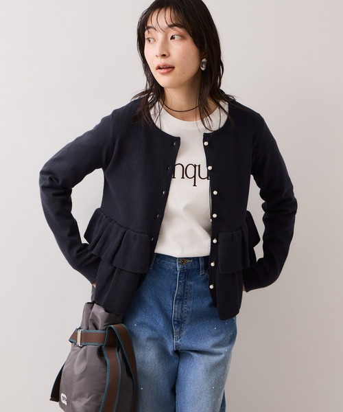 VIS（ビス）の「ティアードペプラムニットカーディガン（カーディガン/ボレロ・レディース・チャコールグレー/ライトグレー/ネイビー/ベージュ・FREE）」の11枚目の写真