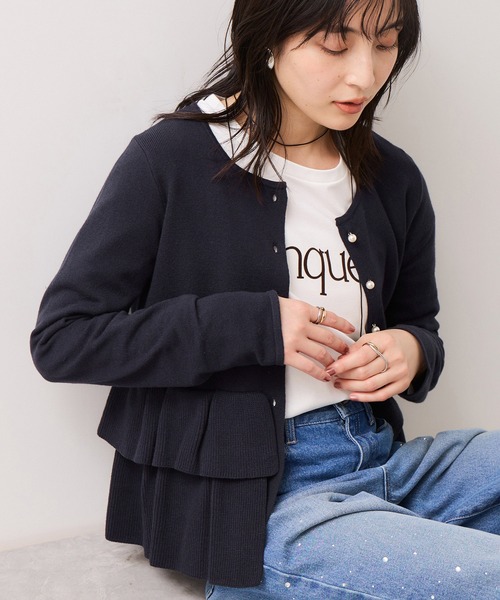 VIS（ビス）の「ティアードペプラムニットカーディガン（カーディガン/ボレロ・レディース・チャコールグレー/ライトグレー/ネイビー/ベージュ・FREE）」の14枚目の写真