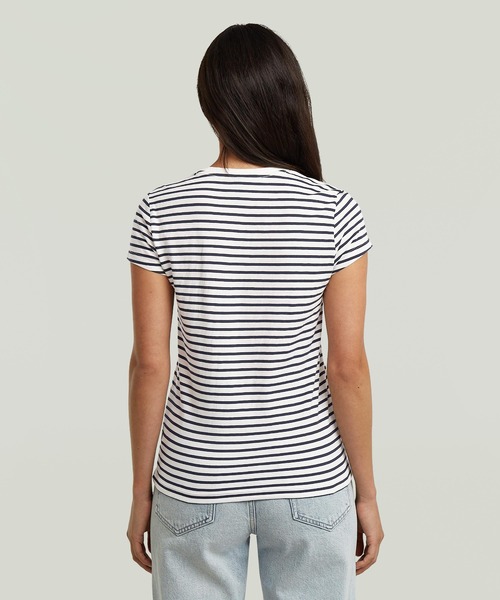 G-STAR(ジースター)の「Stripe Eyben Slim V T-Shirt 2.0/VネックスリムストライプTシャツ(Tシャツ/カットソー・レディース・ストライプ・MEDIUM/SMALL/X-SMALL)」の7枚目の写真