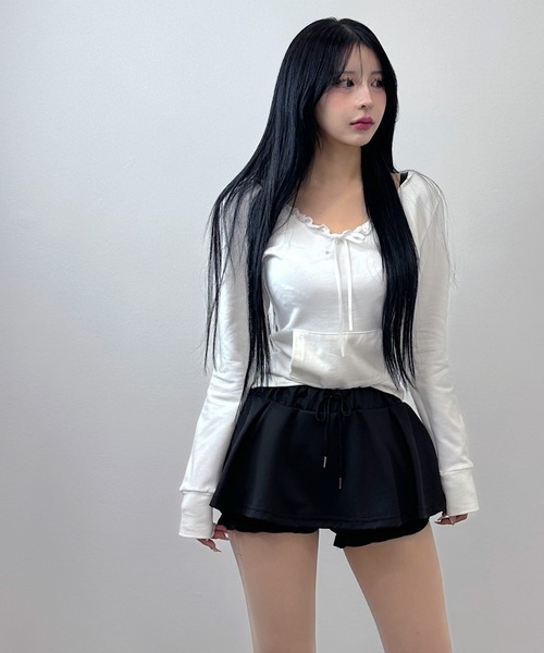 FOLLOWIN(フォロウィン)の「フリルレイヤード ミニスカート(インナーパンツ付き)(スカート・レディース・ホワイト/ブラック/グレー・FREE)」の20枚目の写真