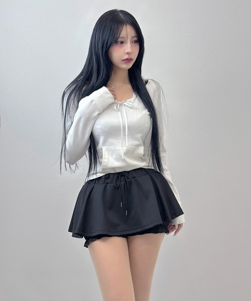 FOLLOWIN(フォロウィン)の「フリルレイヤード ミニスカート(インナーパンツ付き)(スカート・レディース・ホワイト/ブラック/グレー・FREE)」の21枚目の写真