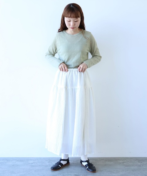 bulle de savon（ビュルデサボン）の「hana×mesh ジャカード　長袖プルオーバー（Tシャツ/カットソー・レディース・カーキ・FREE）」の5枚目の写真