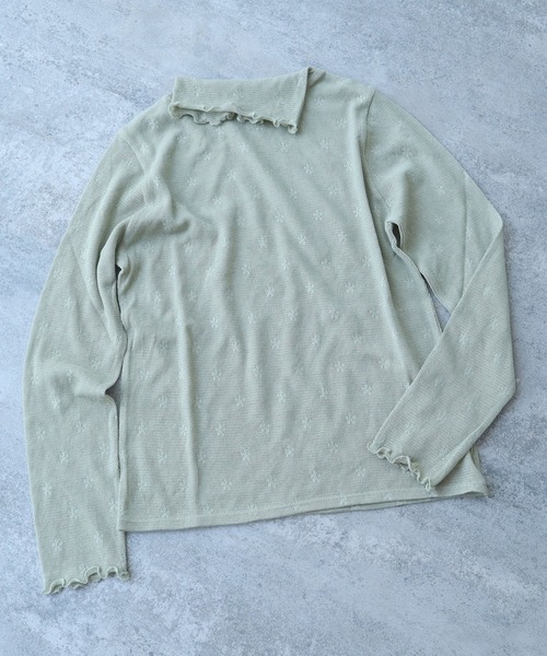 bulle de savon（ビュルデサボン）の「hana×mesh ジャカード　長袖プルオーバー（Tシャツ/カットソー・レディース・カーキ・FREE）」の8枚目の写真