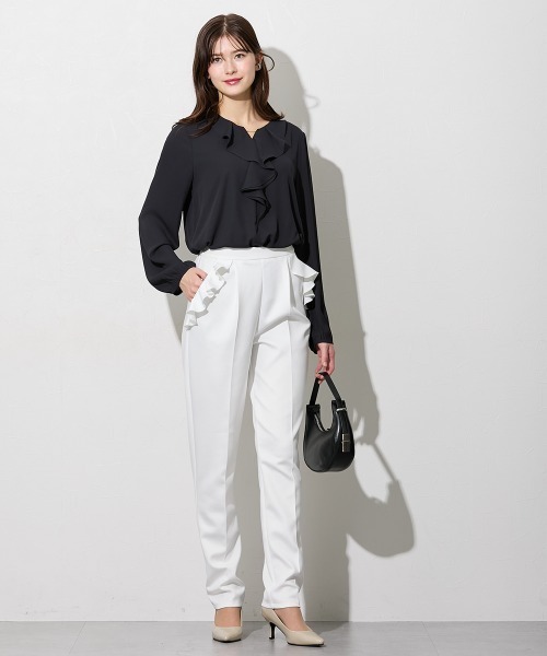 slattgir（スラットジール）の「高身長　エールダンボールフリルデザインパンツ（トールサイズ）（その他パンツ・レディース・オフホワイト/ネイビー・T5L/T4L/T3L/TLL/TL/TM）」の11枚目の写真