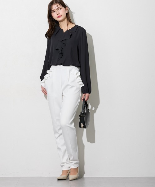 slattgir（スラットジール）の「高身長　エールダンボールフリルデザインパンツ（トールサイズ）（その他パンツ・レディース・オフホワイト/ネイビー・T5L/T4L/T3L/TLL/TL/TM）」の19枚目の写真