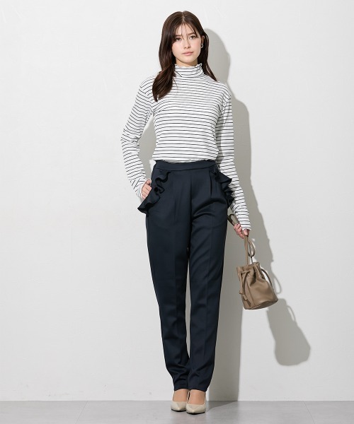 slattgir（スラットジール）の「高身長　エールダンボールフリルデザインパンツ（トールサイズ）（その他パンツ・レディース・オフホワイト/ネイビー・T5L/T4L/T3L/TLL/TL/TM）」の5枚目の写真