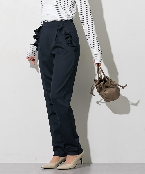 slattgir（スラットジール）の「高身長　エールダンボールフリルデザインパンツ（トールサイズ）（その他パンツ・レディース・オフホワイト/ネイビー・T5L/T4L/T3L/TLL/TL/TM）」の6枚目の写真