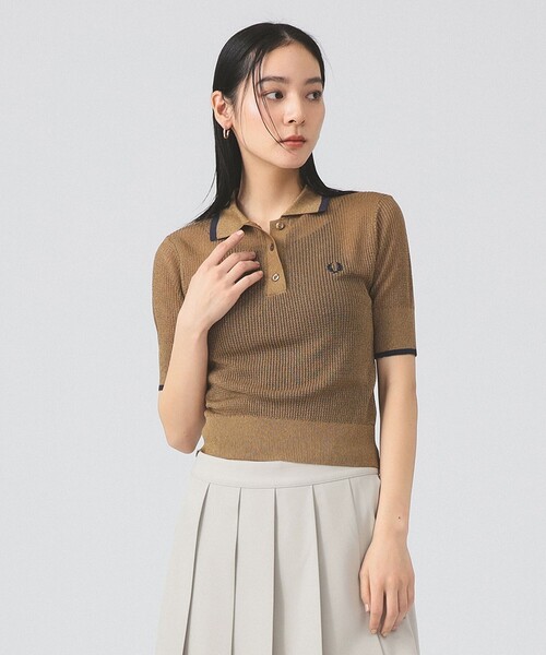 FRED PERRY（フレッドペリー）の「【別注】FRED PERRY / リブ ニット シャツ（ポロシャツ・レディース・ブラウン系その他4/ブルー・10）」の6枚目の写真