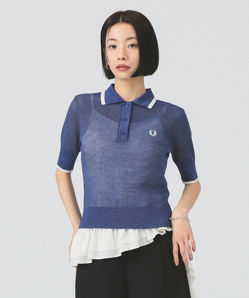 FRED PERRY（フレッドペリー）の「【別注】FRED PERRY / リブ ニット シャツ（ポロシャツ・レディース・ブラウン系その他4/ブルー・10）」の10枚目の写真