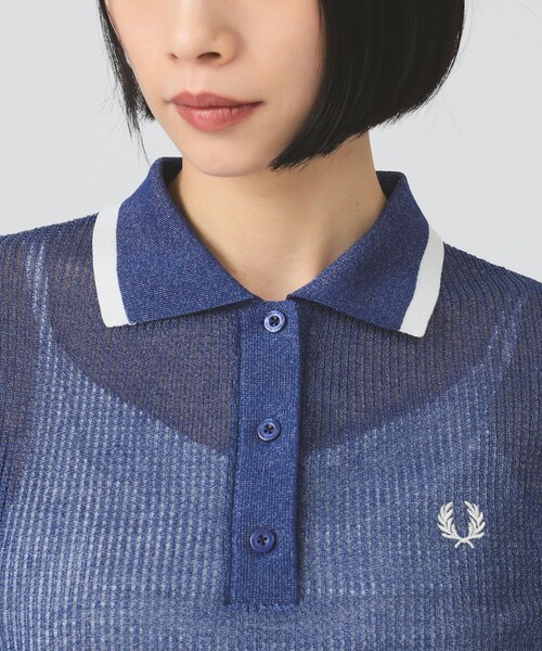 FRED PERRY（フレッドペリー）の「【別注】FRED PERRY / リブ ニット シャツ（ポロシャツ・レディース・ブラウン系その他4/ブルー・10）」の14枚目の写真