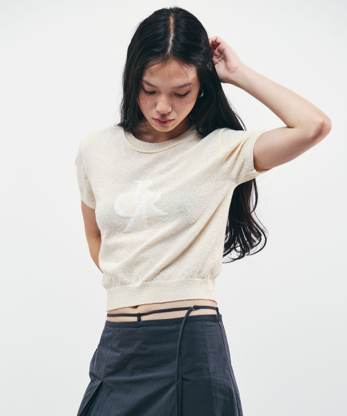 CITYBREEZE(シティブリーズ)の「ブクルシンボルロゴ半袖ニット_BUTTER(Tシャツ/カットソー・レディース・その他・FREE)」の2枚目の写真