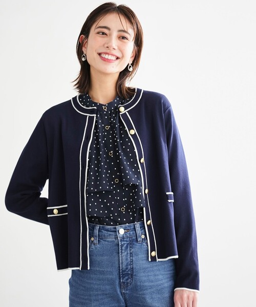 ANY SIS(エニィスィス)の「【花粉リリース】ラインポイント カーディガン(カーディガン/ボレロ・レディース・ホワイト系/ネイビー系/ライトグリーン系・X-SMALL)」の9枚目の写真