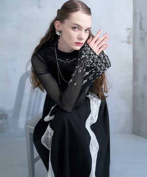 HARE（ハレ）の「【CEREMONY】シシュウシアートップス(HARE)（Tシャツ/カットソー・レディース・ブルー/ブラック・FREE）」の12枚目の写真