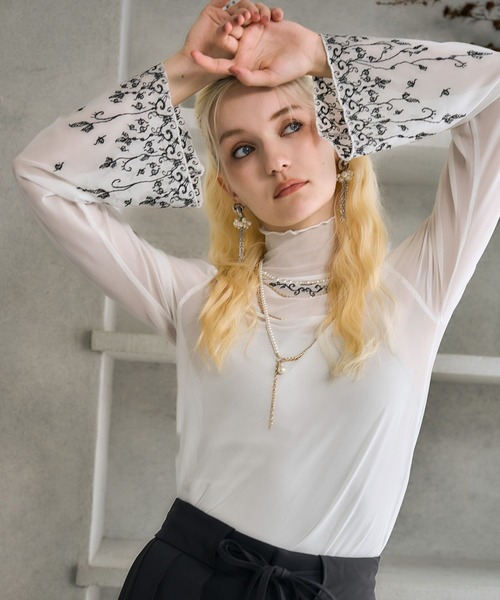 HARE(ハレ)の「【OCCASION】シシュウシアートップス(HARE)(Tシャツ/カットソー・レディース・ブルー/ブラック/ホワイト・FREE)」の19枚目の写真