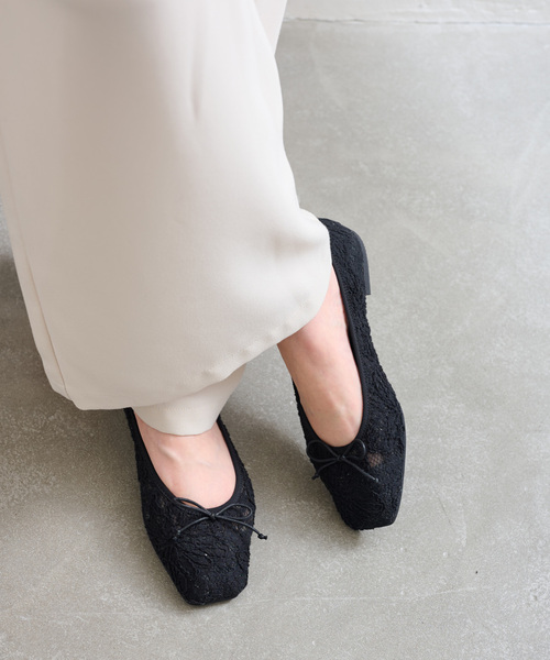 LE TALON(ルタロン)の「スクエアソフトレースバレエ(バレエシューズ・レディース・ブラック×ブラック/アイボリー・25cm/24.5cm/24cm/23.5cm/23cm/22.5cm/22cm)」の6枚目の写真