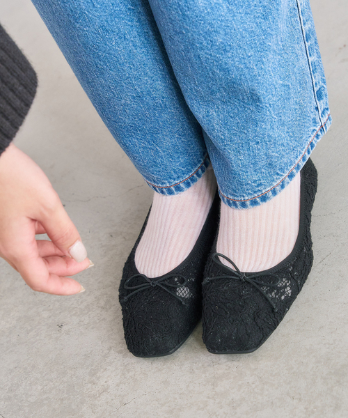 LE TALON(ルタロン)の「スクエアソフトレースバレエ(バレエシューズ・レディース・ブラック×ブラック/アイボリー・25cm/24.5cm/24cm/23.5cm/23cm/22.5cm/22cm)」の12枚目の写真