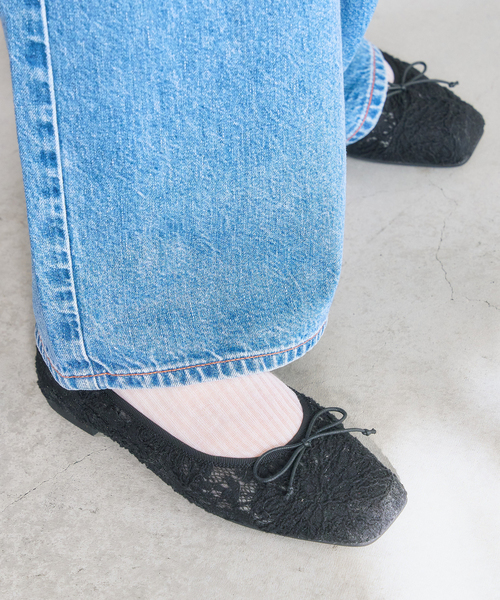 LE TALON(ルタロン)の「スクエアソフトレースバレエ(バレエシューズ・レディース・ブラック×ブラック/アイボリー・25cm/24.5cm/24cm/23.5cm/23cm/22.5cm/22cm)」の13枚目の写真