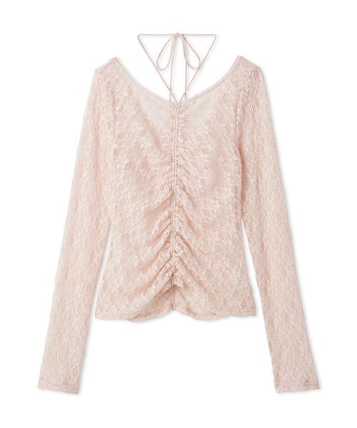 FRAY I.D(フレイアイディー)の「ドロストギャザーレーストップス(Tシャツ/カットソー・レディース・ホワイト/ピンク/ブラック・F)」の3枚目の写真