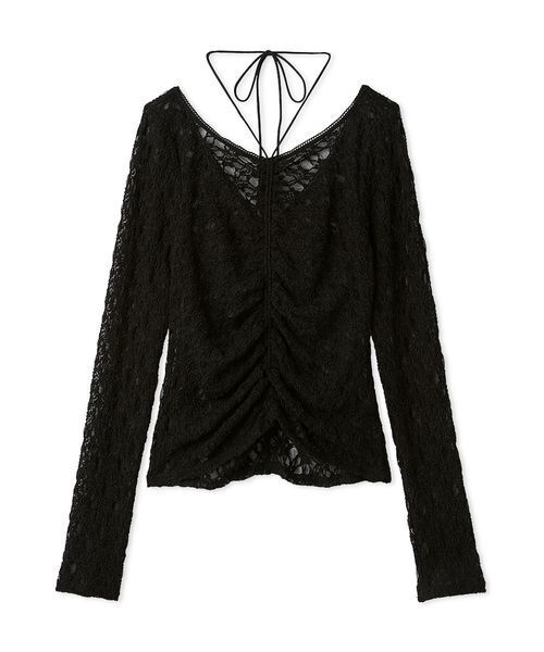 FRAY I.D(フレイアイディー)の「ドロストギャザーレーストップス(Tシャツ/カットソー・レディース・ホワイト/ピンク/ブラック・F)」の2枚目の写真