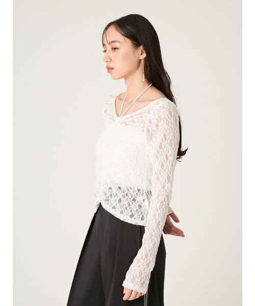 FRAY I.D(フレイアイディー)の「ドロストギャザーレーストップス(Tシャツ/カットソー・レディース・ホワイト/ピンク/ブラック・F)」の9枚目の写真