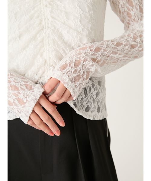 FRAY I.D(フレイアイディー)の「ドロストギャザーレーストップス(Tシャツ/カットソー・レディース・ホワイト/ピンク/ブラック・F)」の11枚目の写真