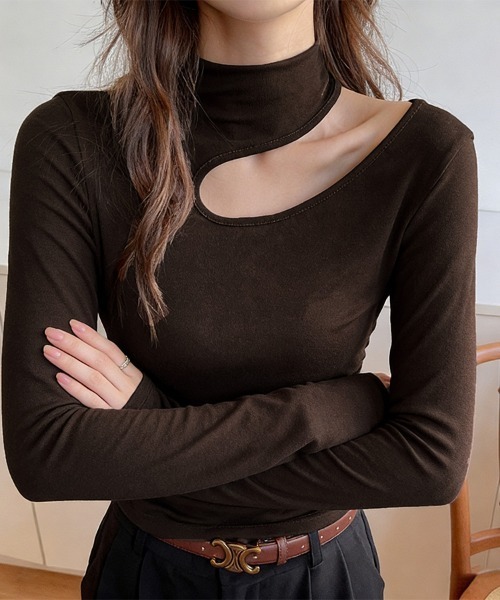 ONEP STAR(ワンピスター)の「アシンメトリーカットデザイントップス(Tシャツ/カットソー・レディース・ホワイト/ダークブラウン/ブラック/グレー/モカ・MEDIUM/LARGE)」の20枚目の写真