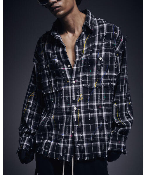 DANKE SCHON（ダンケシェーン）の「DankeSchon/ダンケシェーン/DAMAGE PAINT CHECK L/S SHIRTS（シャツ/ブラウス・レディース・ブラック/ベージュ・L/M）」の5枚目の写真