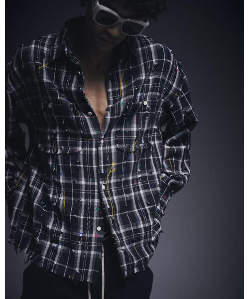 DANKE SCHON（ダンケシェーン）の「DankeSchon/ダンケシェーン/DAMAGE PAINT CHECK L/S SHIRTS（シャツ/ブラウス・レディース・ブラック/ベージュ・L/M）」の6枚目の写真