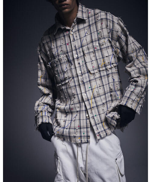 DANKE SCHON（ダンケシェーン）の「DankeSchon/ダンケシェーン/DAMAGE PAINT CHECK L/S SHIRTS（シャツ/ブラウス・レディース・ブラック/ベージュ・L/M）」の19枚目の写真