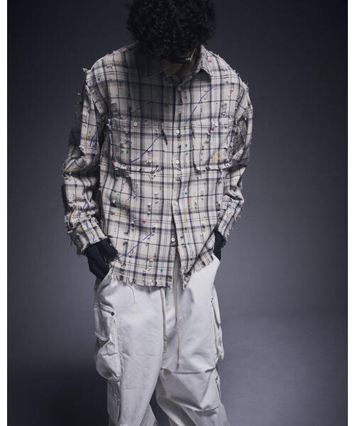 DANKE SCHON（ダンケシェーン）の「DankeSchon/ダンケシェーン/DAMAGE PAINT CHECK L/S SHIRTS（シャツ/ブラウス・レディース・ブラック/ベージュ・L/M）」の20枚目の写真