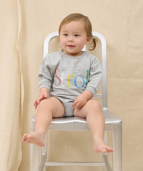 CIAOPANIC TYPY(チャオパニックティピー)の「【BABY】ミニ裏毛かすれカラーロゴロンパース(Tシャツ/カットソー・キッズ・サックスブルー/グレー/イエロー・80)」の7枚目の写真