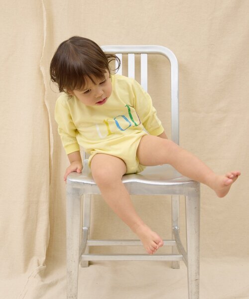 CIAOPANIC TYPY(チャオパニックティピー)の「【BABY】ミニ裏毛かすれカラーロゴロンパース(Tシャツ/カットソー・キッズ・サックスブルー/グレー/イエロー・80)」の12枚目の写真