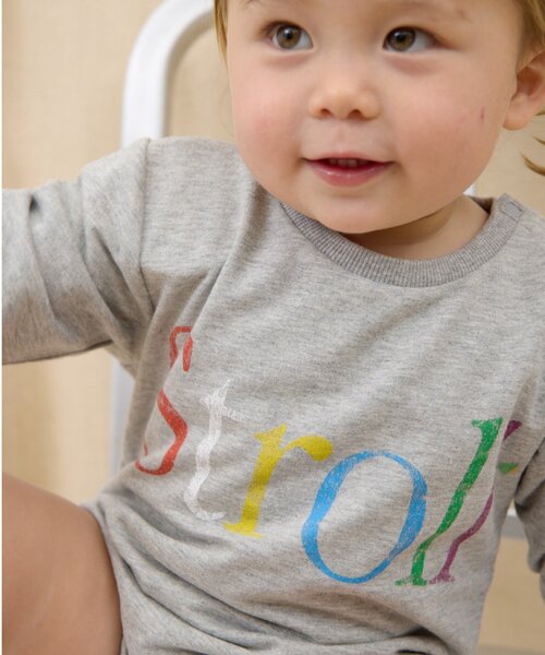 CIAOPANIC TYPY(チャオパニックティピー)の「【BABY】ミニ裏毛かすれカラーロゴロンパース(Tシャツ/カットソー・キッズ・サックスブルー/グレー/イエロー・80)」の15枚目の写真